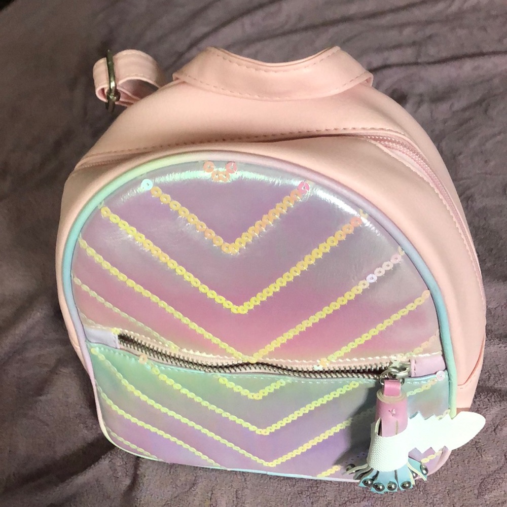 OMG Kids Backpack Pink Ombré Sequence Quilted NWT